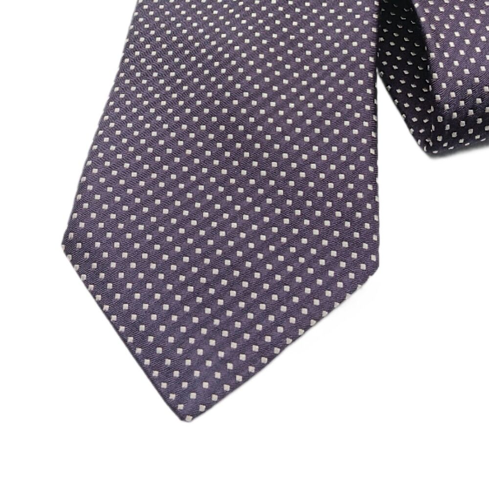 Andrew’s Ties Collection Silk Tie Mens 62.5” Purple Gray Dot Designer Wide New